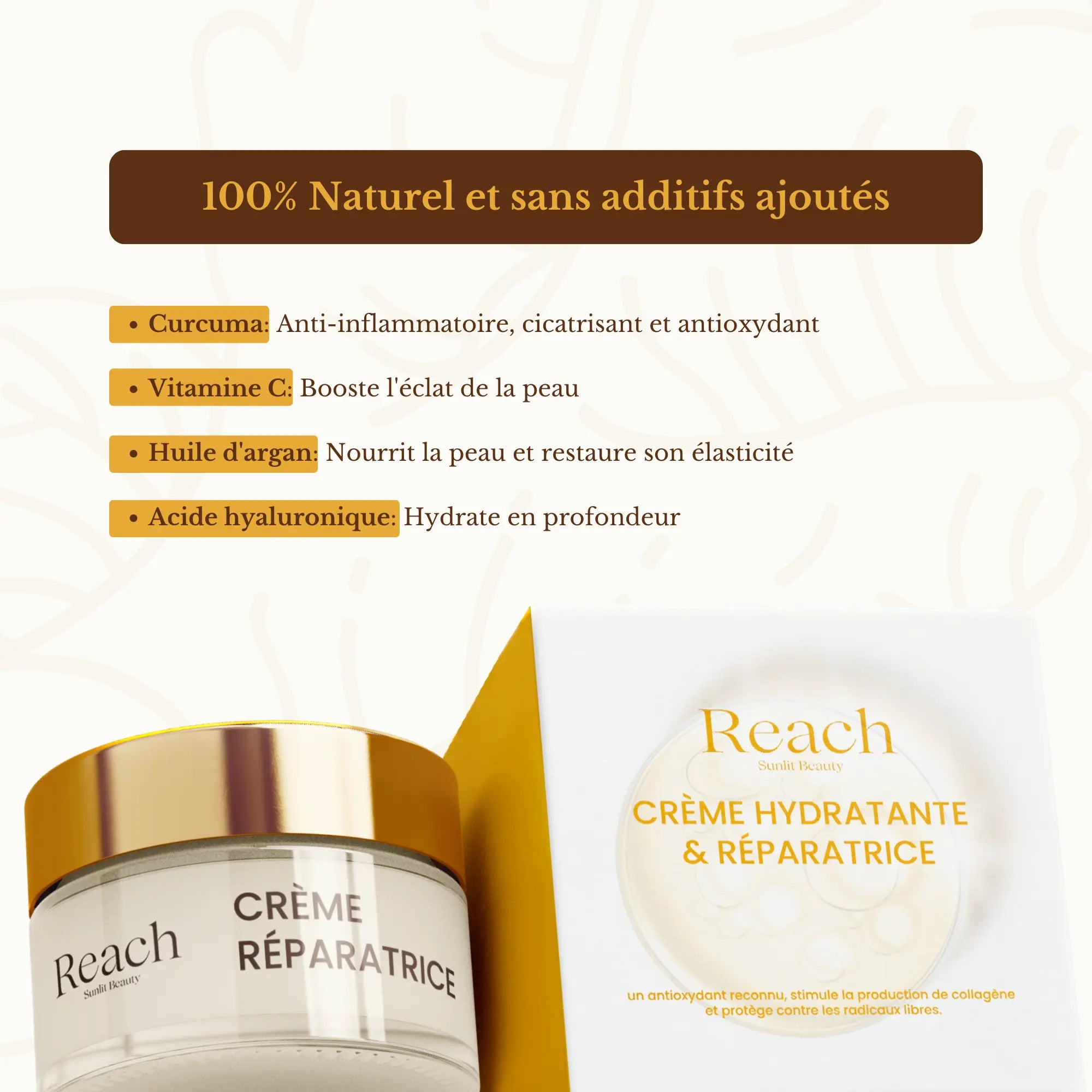 Crème Hydratante & Réparatrice au curcuma Reach Paris Reach Paris